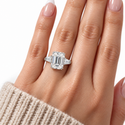 Gorgeous Emerald Cut Three Stone Engagement Ring-Black Diamonds New York