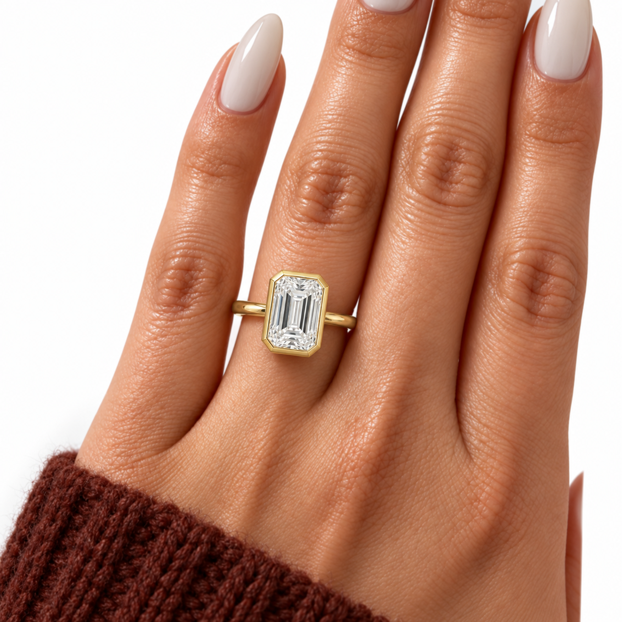 5ct Emerald Cut Diamond Option Bezel Engagement Ring-Black Diamonds New York