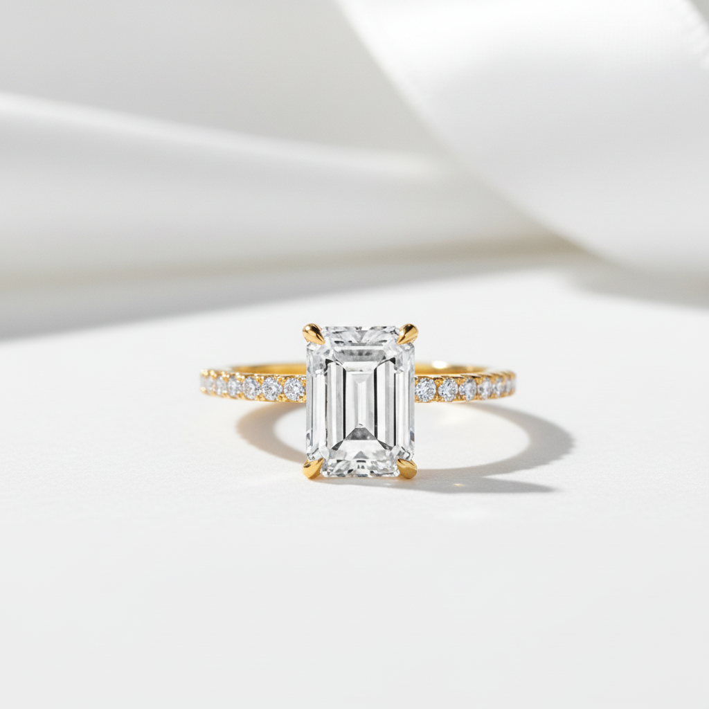 Emerald-cut Diamond Option Half-eternity Engagement Ring-Black Diamonds New York