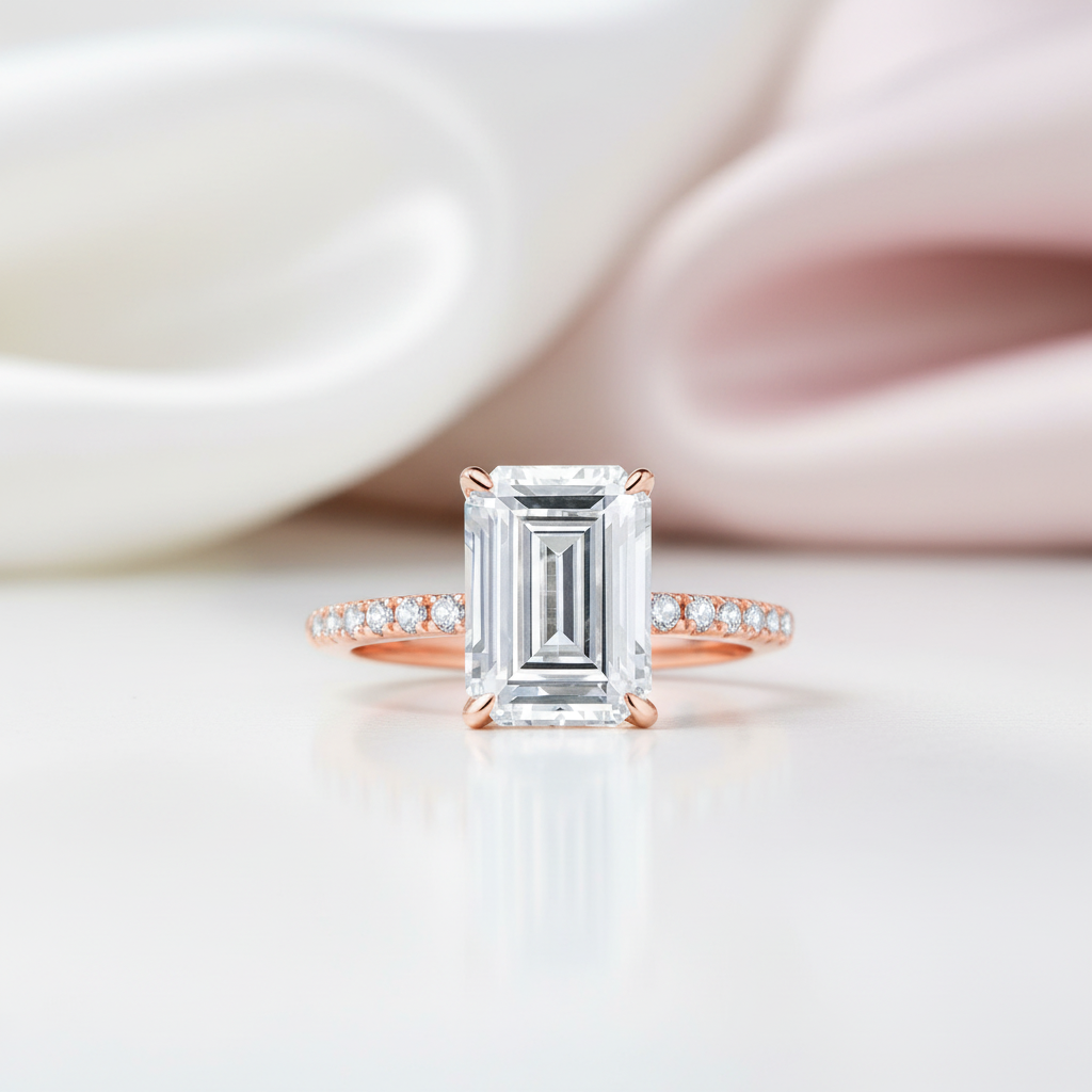 Emerald-cut Diamond Option Half-eternity Engagement Ring-Black Diamonds New York