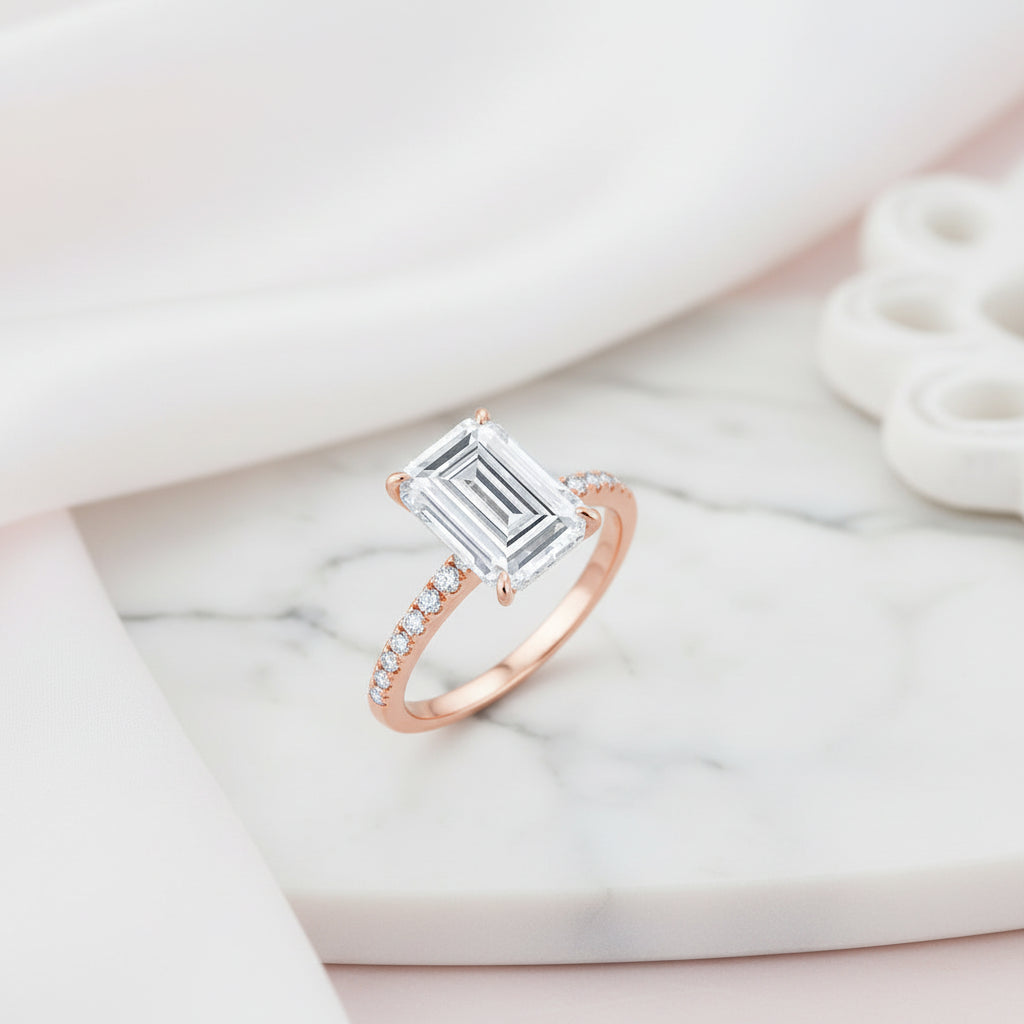 Emerald-cut Diamond Option Half-eternity Engagement Ring-Black Diamonds New York