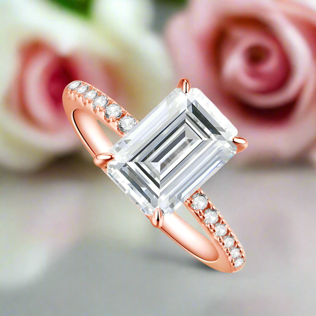 Emerald-cut Diamond Half-eternity Engagement Ring-Black Diamonds New York