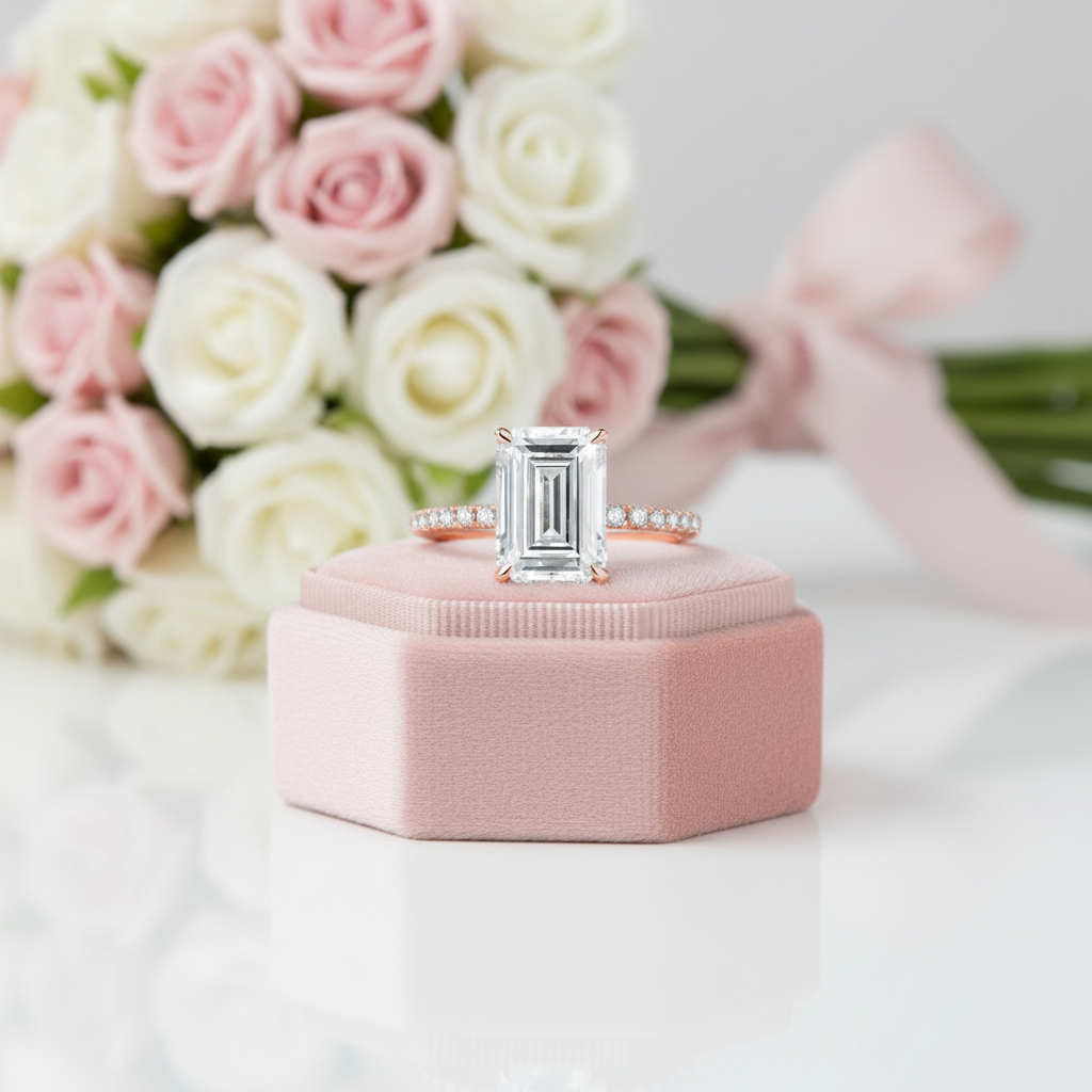 Emerald-cut Diamond Option Half-eternity Engagement Ring-Black Diamonds New York