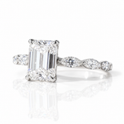 Emerald and Marquise Cut Diamond Option Engagement Ring-Black Diamonds New York
