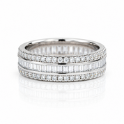 Emerald Cut Diamond Option Three-Layer Wedding Band-Black Diamonds New York