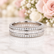 Emerald Cut Diamond Option Three-Layer Wedding Band-Black Diamonds New York