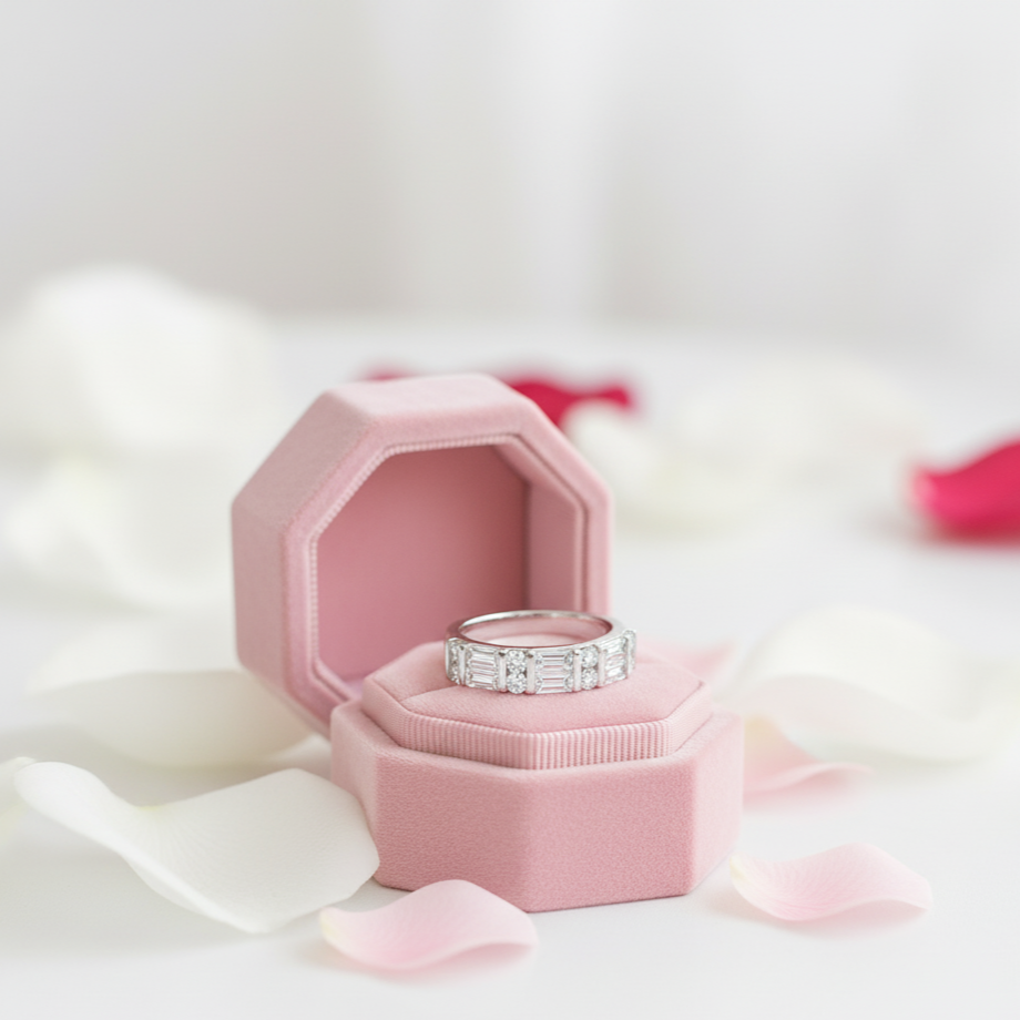 Emerald Cut Diamond Option Wedding Band-Black Diamonds New York