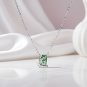Emerald Cut Moss Agate Necklace with Bee-Black Diamonds New York