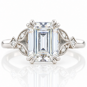 Emerald Cut White Sapphire Engagement Ring-Black Diamonds New York