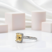 2.5ct Emerald Cut Yellow Diamond Engagement Ring-Black Diamonds New York