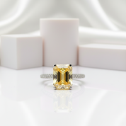 2.5ct Emerald Cut Yellow Diamond Engagement Ring-Black Diamonds New York