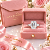 Gorgeous Emerald Cut Three Stone Engagement Ring-Black Diamonds New York