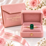 Classic Yellow Gold Emerald Cut Engagement Ring-Black Diamonds New York