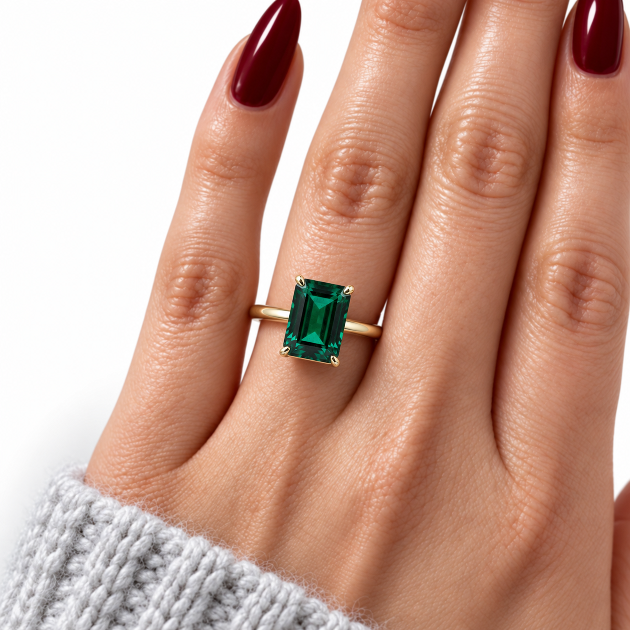Classic Yellow Gold Emerald Cut Engagement Ring-Black Diamonds New York