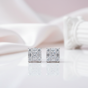 Emerald & Round Cut Diamond Option Square Hip-Hop Stud Earrings-Black Diamonds New York