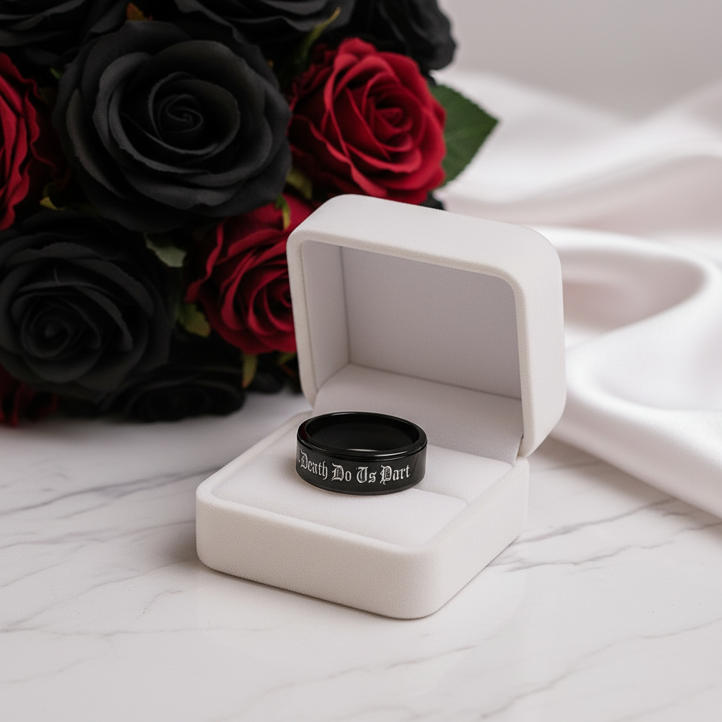 8mm Black Two-Tone Polished Tungsten Men's Wedding Band – Black