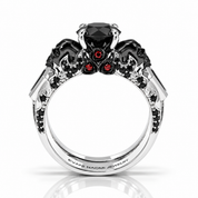 Eternal Flame- Round Cut Diamond Option Coffin Wedding Ring Set-Black Diamonds New York