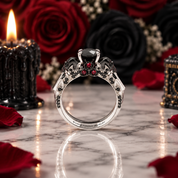 Eternal Flame- Round Cut Diamond Option Coffin Wedding Ring Set-Black Diamonds New York