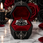 Eternal Flame- Round Cut Diamond Option Coffin Wedding Ring Set-Black Diamonds New York