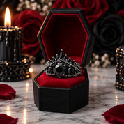 Eternal Flame- Round Cut Diamond Option Coffin Wedding Ring Set-Black Diamonds New York
