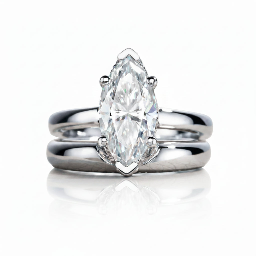 Eternal Marquise Diamond Option Bridal Ring Set-Black Diamonds New York