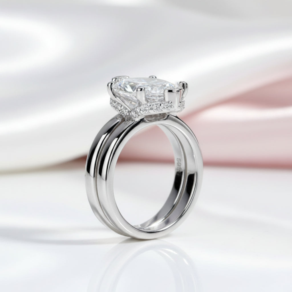 Eternal Marquise Diamond Option Bridal Ring Set-Black Diamonds New York
