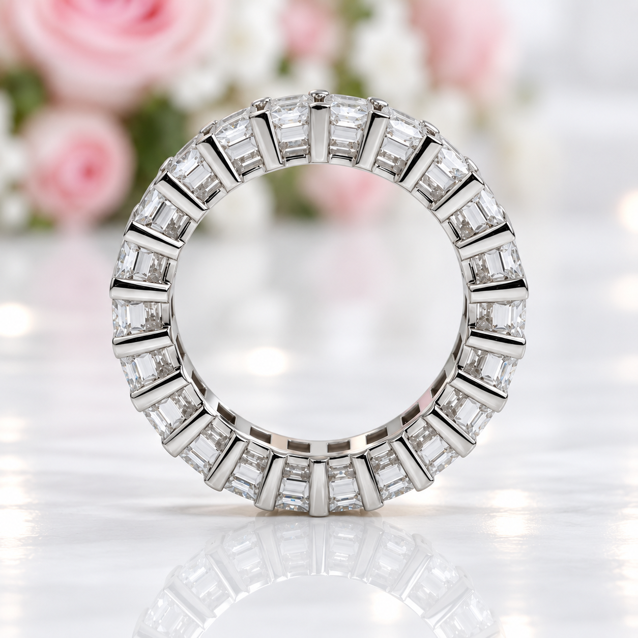 Eternity Emerald Cut Diamond Option Women's Wedding Band-Black Diamonds New York
