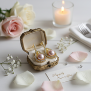 Ethnic Style Pearl Stud Earrings-Black Diamonds New York