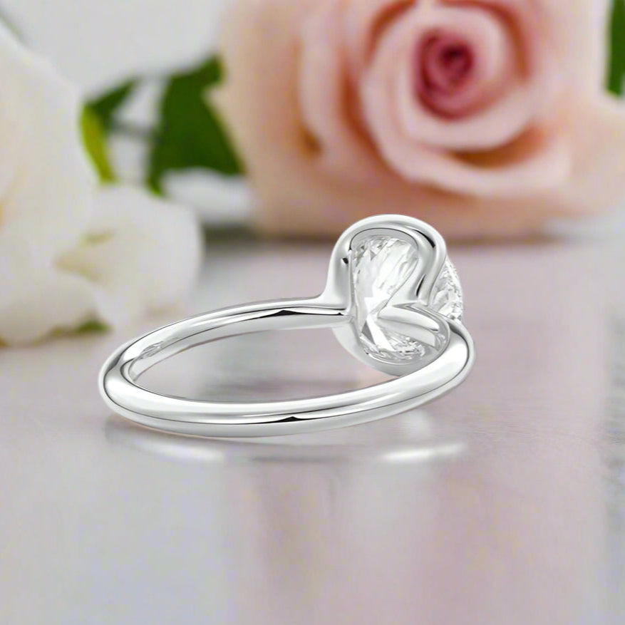 Exquisite 1.0 Ct Diamond Half Bezel Solitaire Engagement Ring-Black Diamonds New York