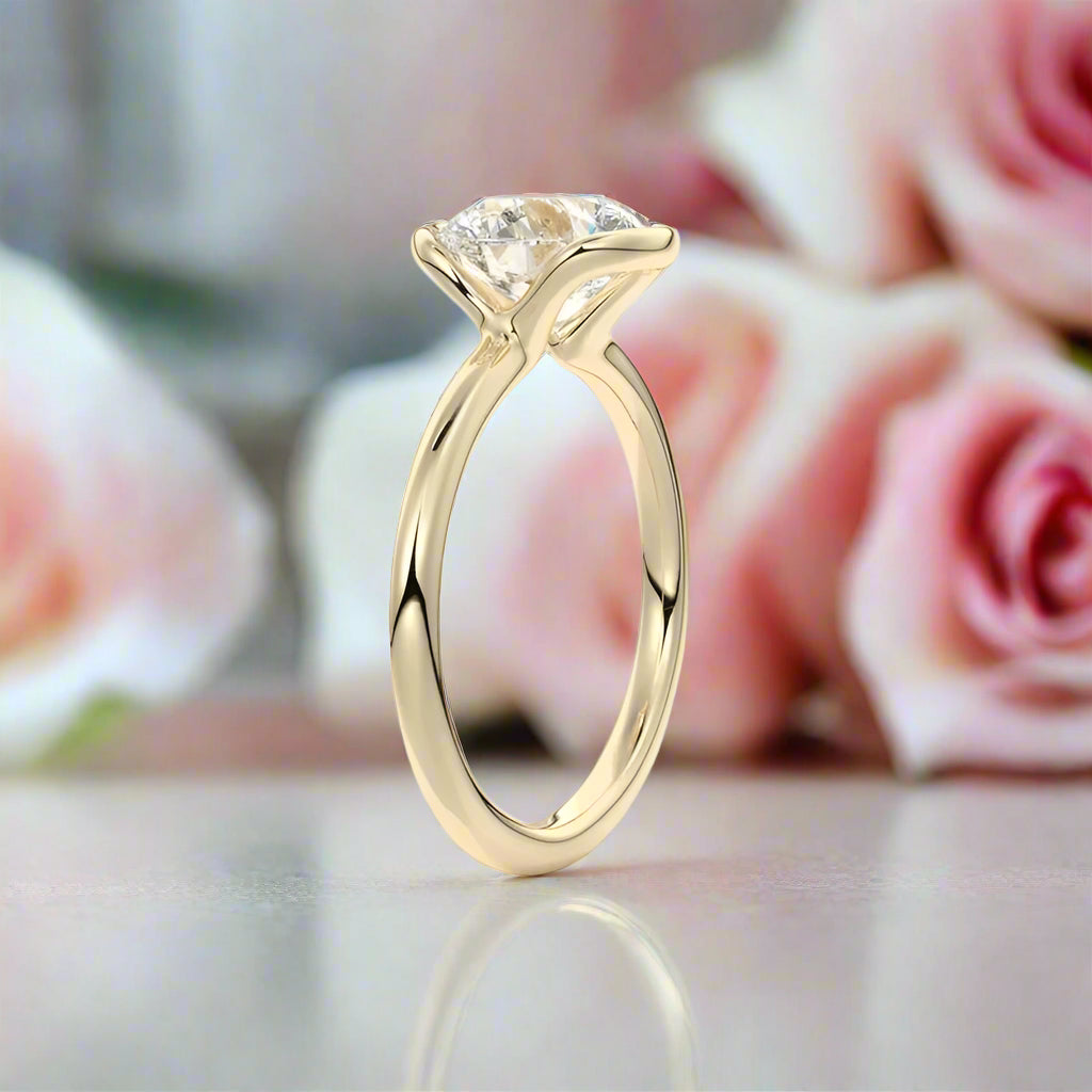 Exquisite 1.0 Ct Diamond Half Bezel Solitaire Engagement Ring-Black Diamonds New York