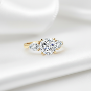 Exquisite 10k Yellow Gold Three Stone Diamond Option Engagement Ring-Black Diamonds New York