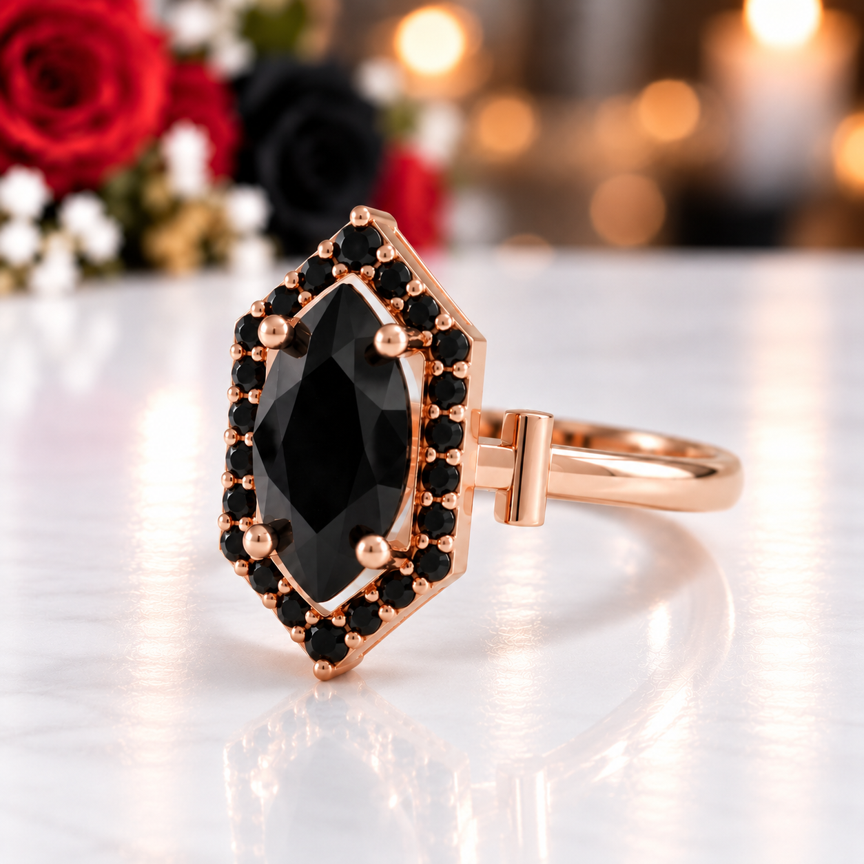 Fate- 1 Carat Black Diamond Option Victorian Gothic Ring-Black Diamonds New York