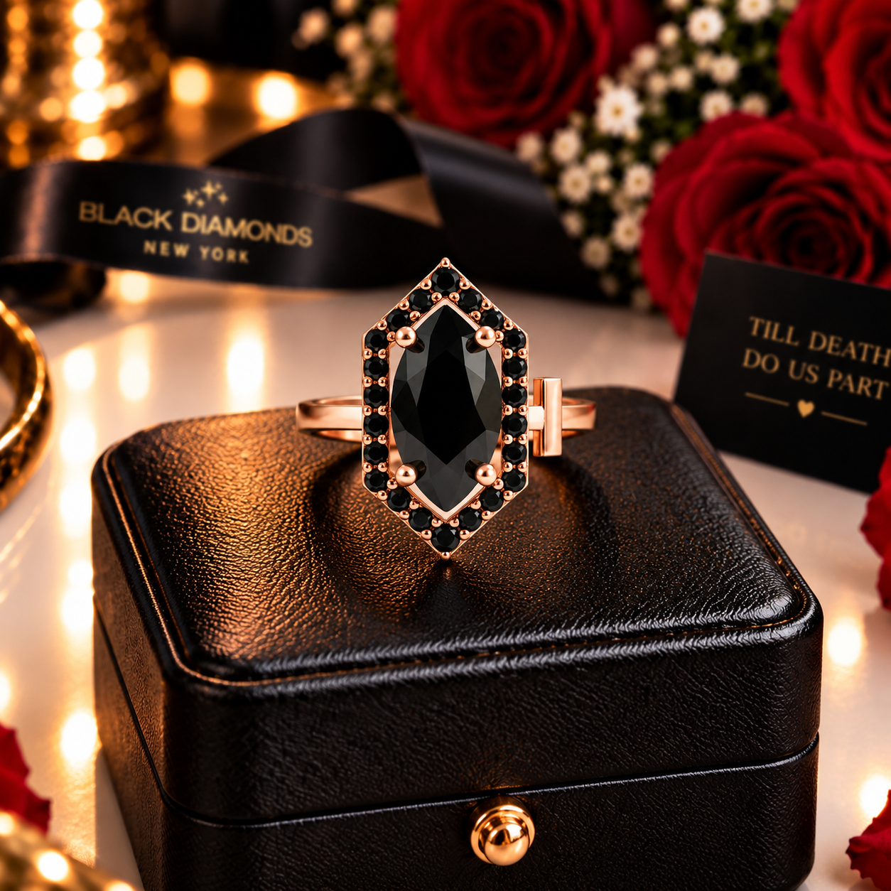 Fate- 1 Carat Black Diamond Option Victorian Gothic Ring-Black Diamonds New York