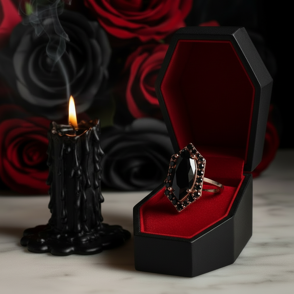 Fate- 1 Carat Black Diamond Victorian Gothic Ring-Black Diamonds New York