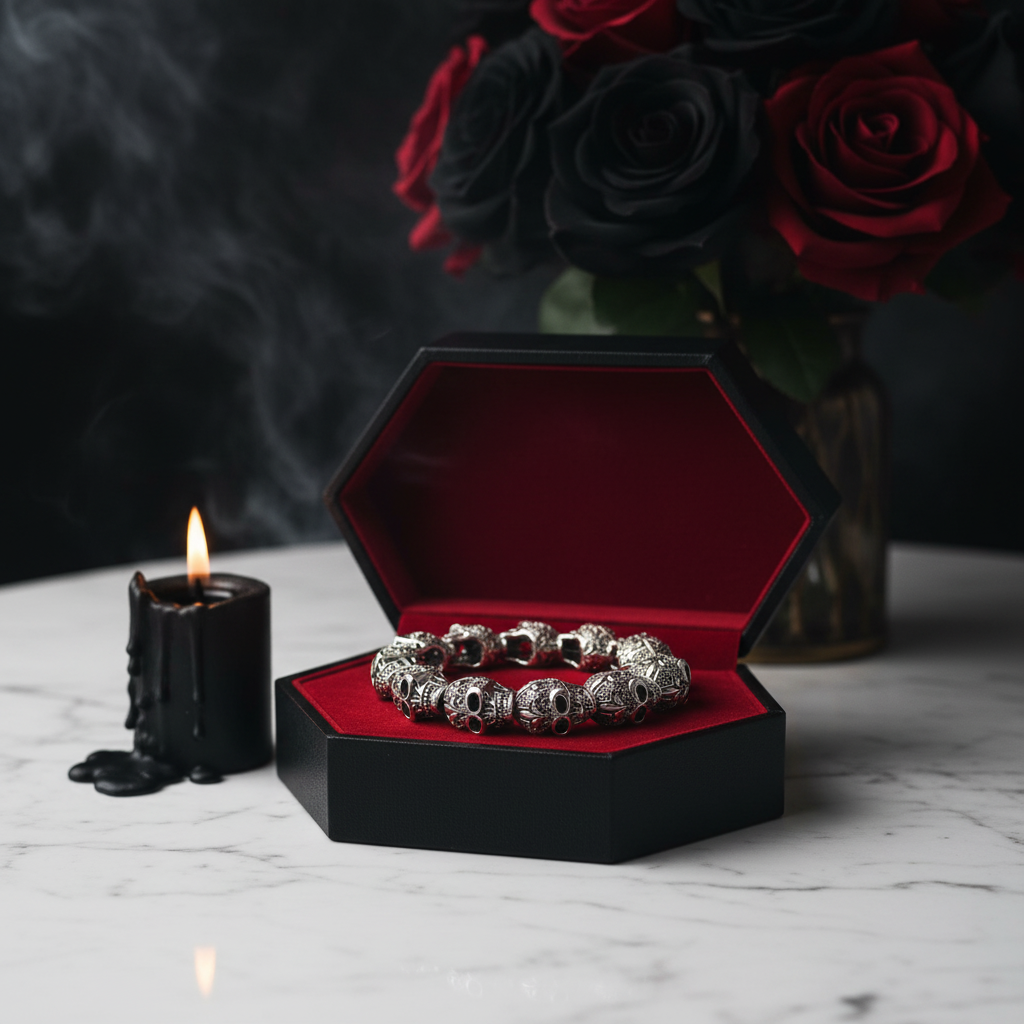 Fleur-de-lis Lily & Skull Punk Bead-Black Diamonds New York