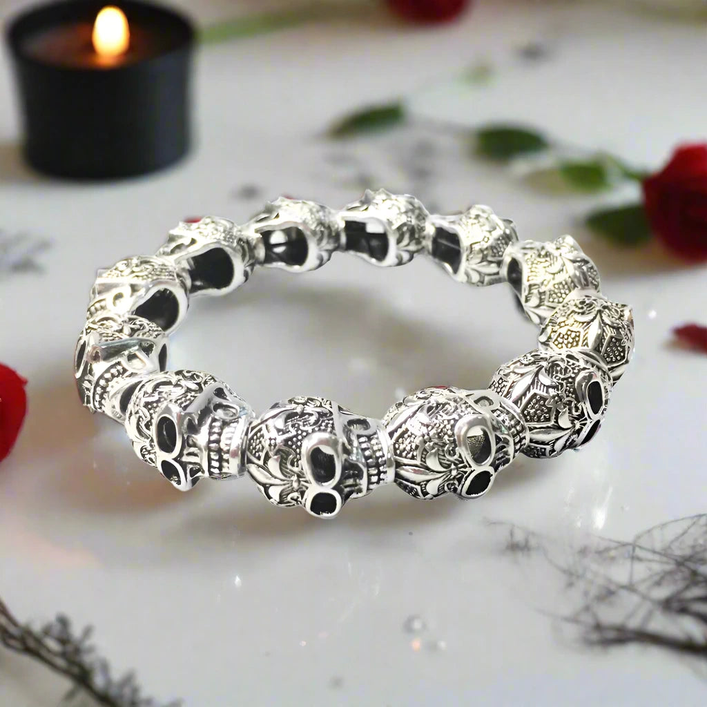 Fleur-de-lis Lily & Skull Punk Bead-Black Diamonds New York