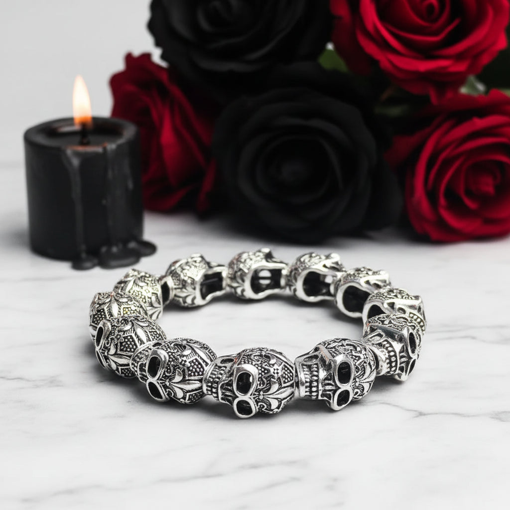 Fleur-de-lis Lily & Skull Punk Bead-Black Diamonds New York