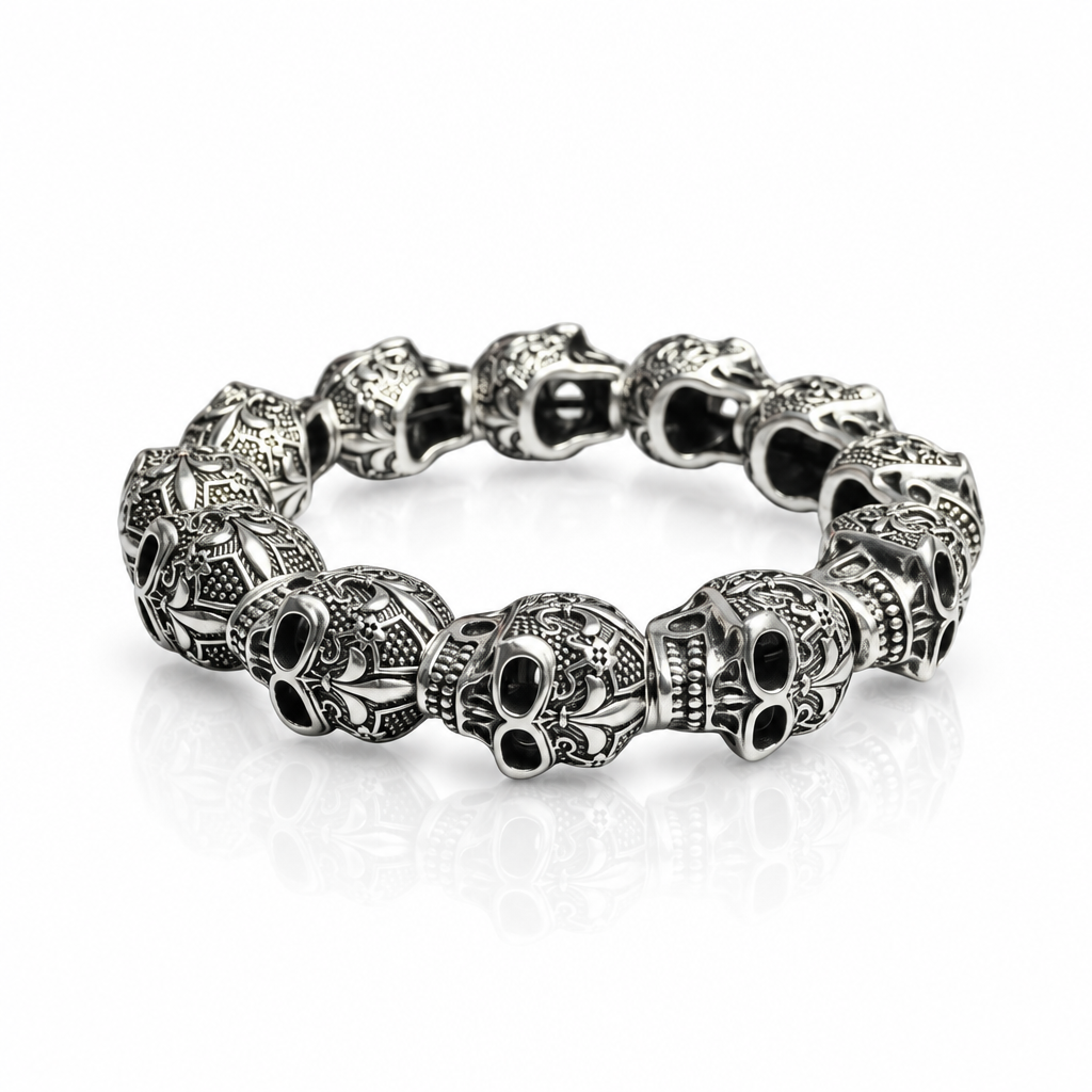 Fleur-de-lis Lily & Skull Punk Bead-Black Diamonds New York