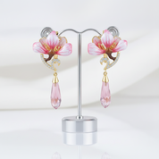 Flower Enamel with Diamond Option Drop Earrings-Black Diamonds New York