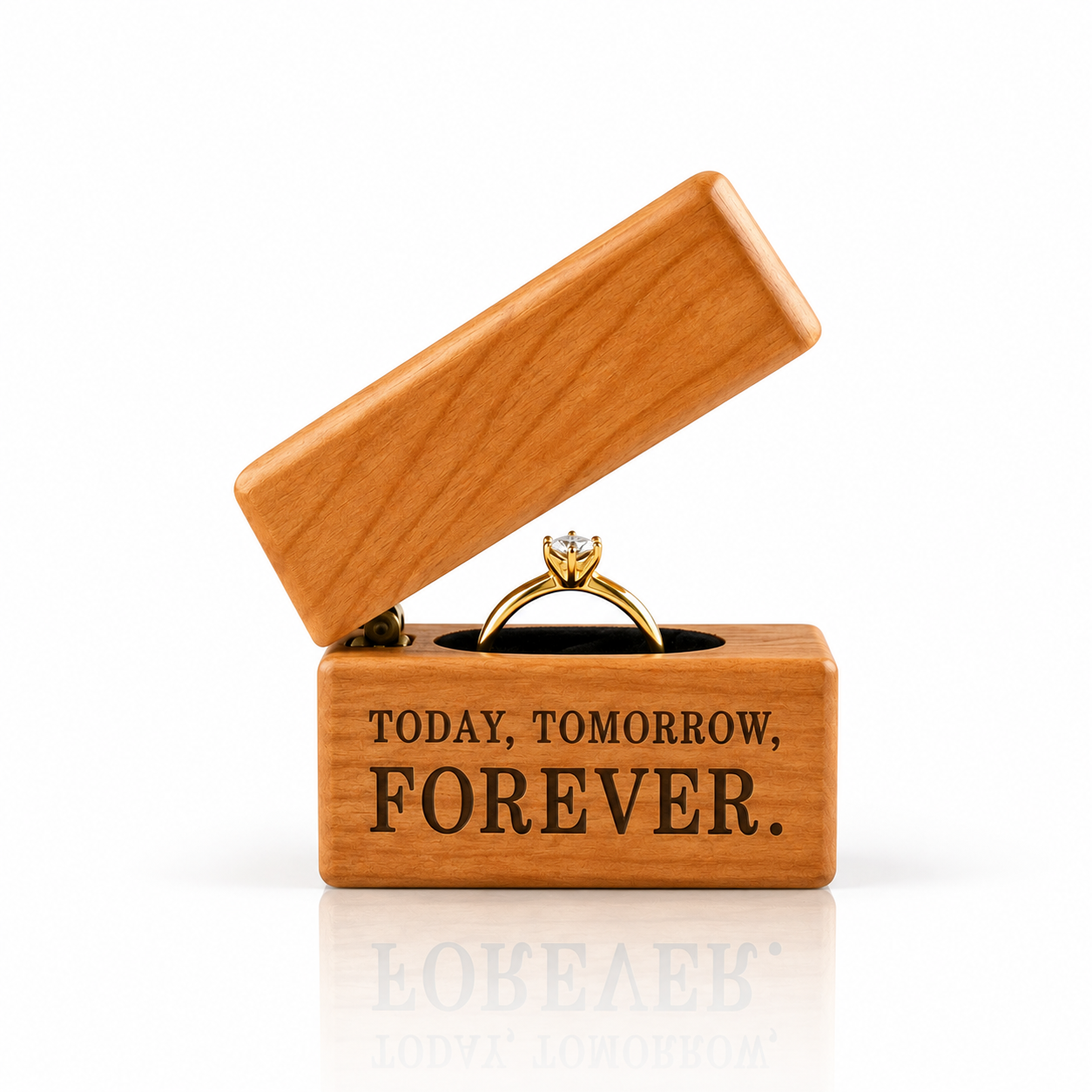 Forever- Mini Wooden Ring Box Single Slot-Black Diamonds New York