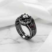 Forever And Ever Wedding Rings- 14k Rose Gold with Skulls-Black Diamonds New York