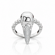 Forevermore- Paved Diamond Option Raven Skull Engagement Ring-Black Diamonds New York