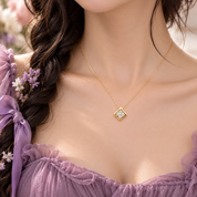 Four Leaf Clover Certified Moissanite Necklaces 18k Gold Overlay-Black Diamonds New York