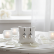 Fresh Water Heart Crown Pearl Hook Drop Earrings-Black Diamonds New York