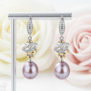 Freshwater Pearl Hook Drop Earrings-Black Diamonds New York