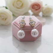 Freshwater Pearl Hook Drop Earrings-Black Diamonds New York