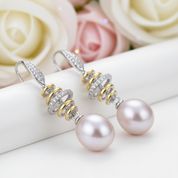 Freshwater Pearl Hook Drop Earrings-Black Diamonds New York