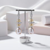 Freshwater Pearl Hook Drop Earrings-Black Diamonds New York