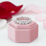 Full-Eternity Heart Shaped Diamond Stacking Wedding Band-Black Diamonds New York