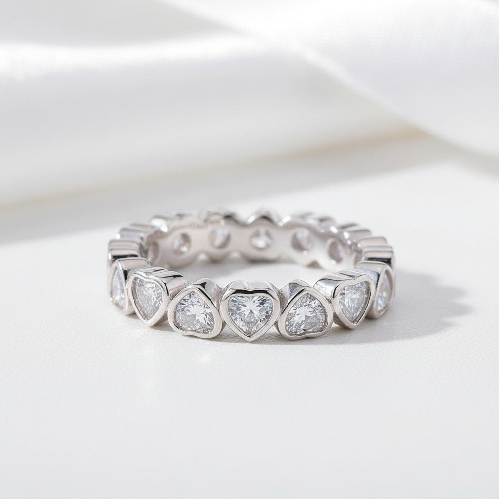 Full-Eternity Heart Shaped Diamond Option Stacking Wedding Band-Black Diamonds New York